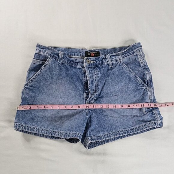 VTG American Eagle Button Fly Dungarees Carpenter Loop Blue Denim Shorts - Picture 5 of 8